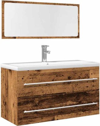 vidaXL Vidaxl - 2 Piece Bathroom Furniture Set Old Wood Engineered Wood