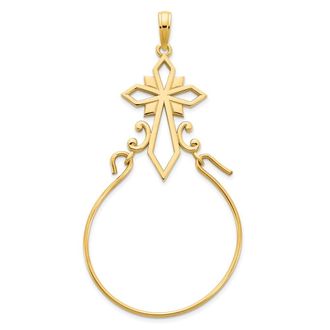 Diamond2Deal 14k Yellow Gold Fancy Cross Charm Pendant Holder Pendant