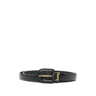 Saint Laurent Black Cassandre Buckle Belt