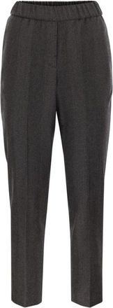 PESERICO Rechte broek met chevronpatroon - Dames - Straight fit broeken - Grijs - XL - Wol - Broeken