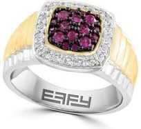 Effy Mens Sterling Silver Ruby & White Topaz Two-Tone Ring in Red at Nordstrom Rack, Size 10