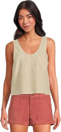 Toad&Co Taj Hemp Button Back Tank Top Womens Clothing Barley Railroad Stripe : LG, Elastane/Lyocell/Tencel