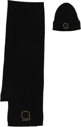 Karl Lagerfeld Geribbelde muts sjaal - Zwart