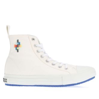 Marcelo Burlon Mens Multicolour Cross High Vulcanized Trainers in White - Size UK 9