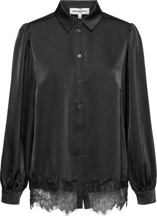 &Co Woman Hemden - Dames - Blouses & Shirts - Zwart - Maat: M Satijn