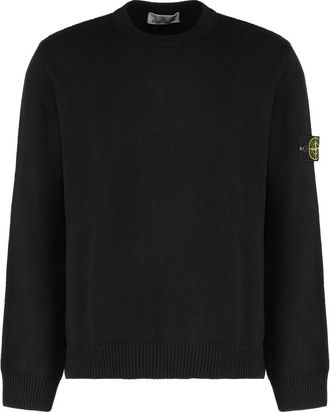 Stone Island Black Crew Neck Logo Patch Sweater