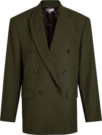 Ronny Kobo 1988 Double-breasted Woven Blazer - Green - XS/S (UK6-8 / XS)