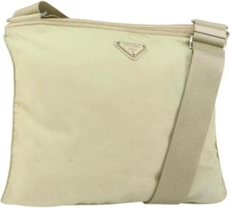 Prada Pre-owned Cross Body Bags, female, Beige, Size: ONE SIZE Pre-owned Nylon Cross Body Bag