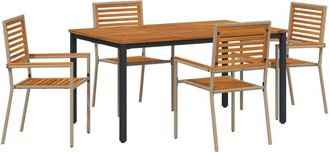 vidaXL Vidaxl - Garden Dining Set 4 pcs Beige 150 x 90 x 75 cm Poly Rattan