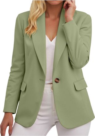 Generic Blazers for Women UK,Ladies Blazer Suit Solid Button Suits Coat Elegant 3/4 Sleeve Notch Lapels Collar Jackets Fall Business Work Office Elegant Jacke