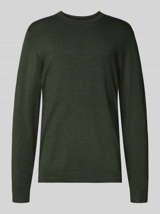 Mc Neal Strickpullover mit gerippten Abschl&uuml;ssen in Dunkelgruen Melange, Gr&ouml;&szlig;e L