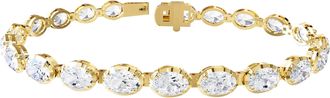 Diamond2Deal 18k Vermeil Plated Silver 11 Ct Oval Cut Lab Grown Diamond Tennis Bracelet 7
