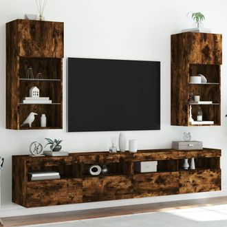 vidaXL Vidaxl - Muebles De Tv Con Luces Led 2 Uds Roble Ahumado 40,5x30x90 Cm