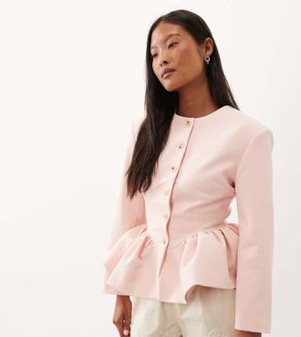 Miss Selfridge Miss Selfridge petite blazer con corsetto e peplo rosa