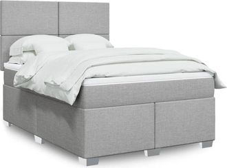 vidaXL Vidaxl - Cama Box Spring Con Colch&oacute;n Tela Gris Claro 140x200 Cm
