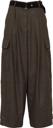 P.A.R.O.S.H. Prince Of Wales Check Wide-Leg Cargo Pants