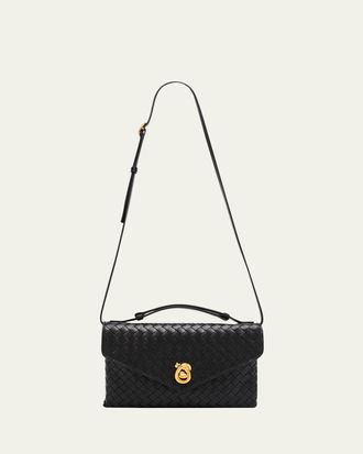 Bottega Veneta Knot Lock Leather Top-Handle Bag