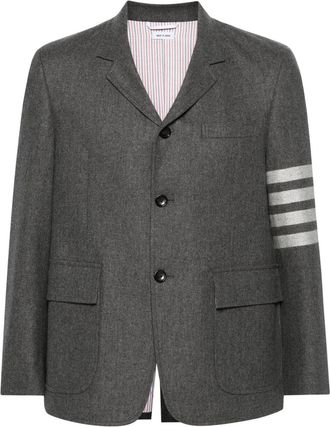 Thom Browne 4-Bar stripe single-breasted blazer - men - Cashmere/Cotton/Cupro/Wool - 4 - Grey