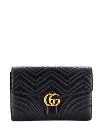 Gucci GG Marmont Flap Matelasse Leather clutch bag - Zwart