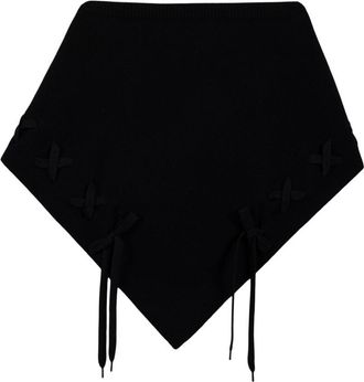 Simone Rocha Womens Merino Lace Up Neckerchief Scarf Wool Black Accessories