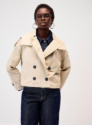 Twik Womens Cropped double-breasted trench coat