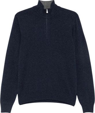 Gran Sasso Lupo Zip - Heren - Coltruien - Blauw - 2XL - Wol - Truien & Vesten