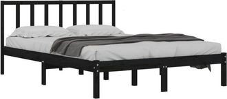vidaXL Vidaxl - Bed Frame without Mattress Black Solid Wood Pine 150x200 cm King Size