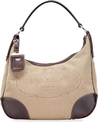 Prada Borsa a spalla Canapa Logo in tela 2013-2025 - Marrone