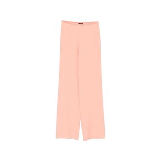 Emporio Armani Wide Trousers, female, Pink, Size: 2XS Wide Leg High-Waisted Trousers