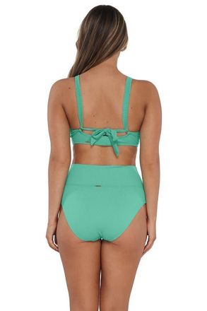Sunsets Hannah High Waist Bikini Swim Bottoms in Aqua Mist Sandbar Rib at Nordstrom, Size X-Large