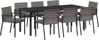 vidaXL vidaXL Garden Dining Set 9 pcs Grey Poly rattan