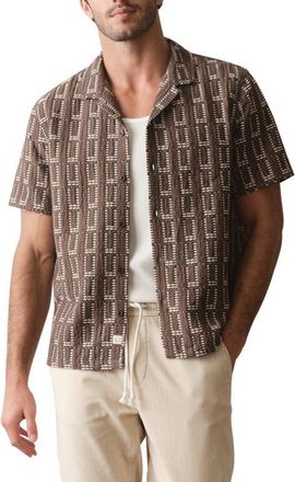 Marine Layer Dobby Resort Camp Shirt in Brown at Nordstrom, Size X-Large