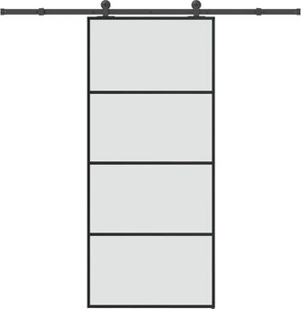 vidaXL Vidaxl - Puerta Corredera Con Set Herrajes Vidrio Esg Aluminio 90x205 Cm