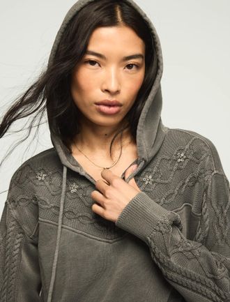 Lucky Brand Womens Sweater Mix Hoodie