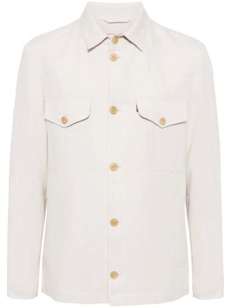 Luciano Barbera button-up linen shirt jacket - Neutrals