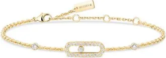 Messika Move Uno Pav&eacute; DIamond Bracelet in Yellow Gold at Nordstrom, Size Medium