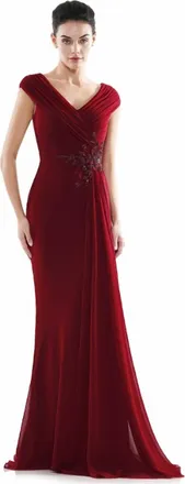 Colors Dress Embellished Waist Chiffon Gown In Wine