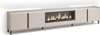 Skraut Home Skraut Home - Mueble Tv, Televisi&oacute;n, Muebles De Sal&oacute;n, Almacenaje, 315x35x61cm, Para Tv Hasta 80, Chimenea El&eacute;ctrica Xxl, Dise&ntilde;o Industrial, Led, Esti