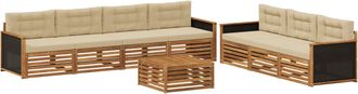 vidaXL Conjunto De Sof&aacute;s De Exterior 8 Uds. Natural Y Beige Poli&eacute;ster Vidaxl