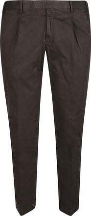 Pantaloni Torino Master Tailored Brown Pleated Cotton Pants
