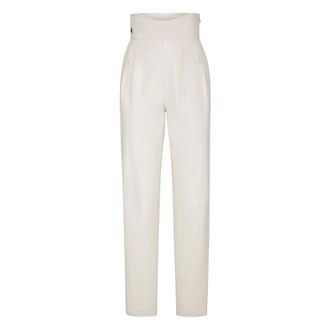 Philipp Plein Broeken, Dames, Beige, XL, Leer, Leren Broek 80s Fit Iconic