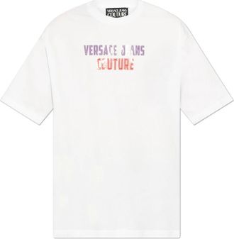 Versace Jeans Couture T-shirt met Gedrukt Logo - Heren - T-shirts - Wit - L - Katoen - Tops