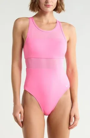 Nike V-Back One-Piece Swimsuit in Pink Glow at Nordstrom Rack, Size X-Small