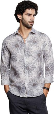 Campus Sutra Mens Coin Grey Gloomy Daisy Shirt