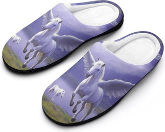 Generic Romantic Funny Pegasuss Mens Slippers Memory Foam Winter Warm Sandals Slip On House Shoes Size 7-14