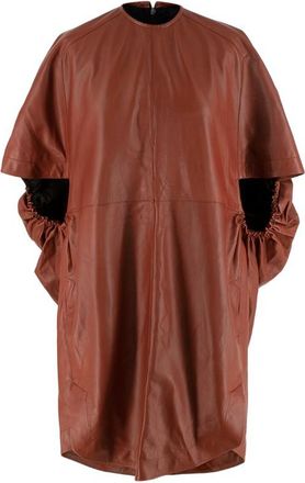 Petar Petrov Aurora Cognac Leather Short Sleeve Dress Size XS