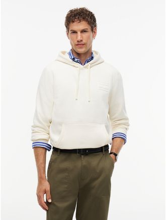Tommy Hilfiger Mens Embroidered Flag Brushed-Back Hoodie - Rich Cream - XXXL