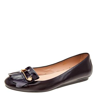Tod's Tods Burgundy Leather Fringe Ballet Flats