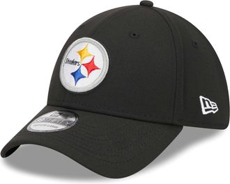 New Era Unisex-Adult NFL 39THIRTY Team Color Primary Primary Logo Stretch Fit Flex Football Cap Hat, Pittsburgh Steelers - Black, M/L