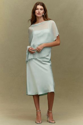 BHLDN Romy Satin Chiffon Cape Dress
